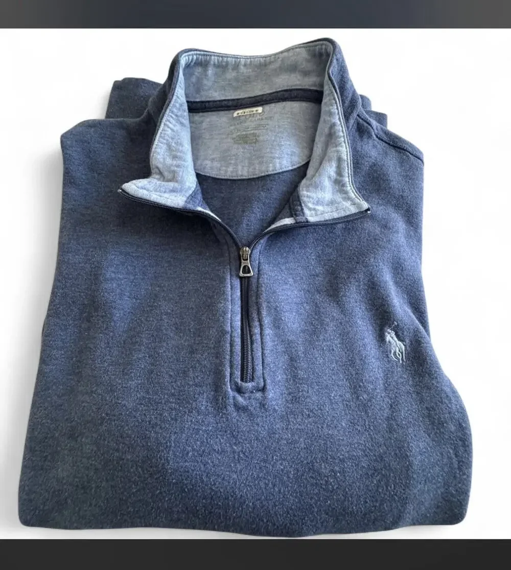 Polo Ralph Lauren Performance Mens XL Navy Blue Quarter Zip Pullover Sweatshirt